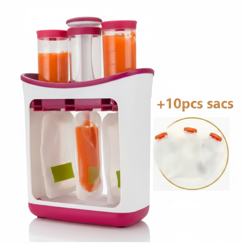 Station d'ensachement de purée pour bébé à 3 emplacements avec 10 sachets inclus