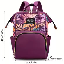 Sac a langer violet motif floral avec mesure