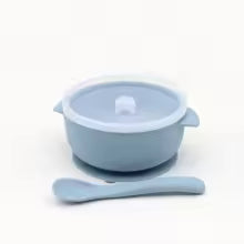 Set de 3 pièces : bol, cuillère et couvercle couleur bleu maya