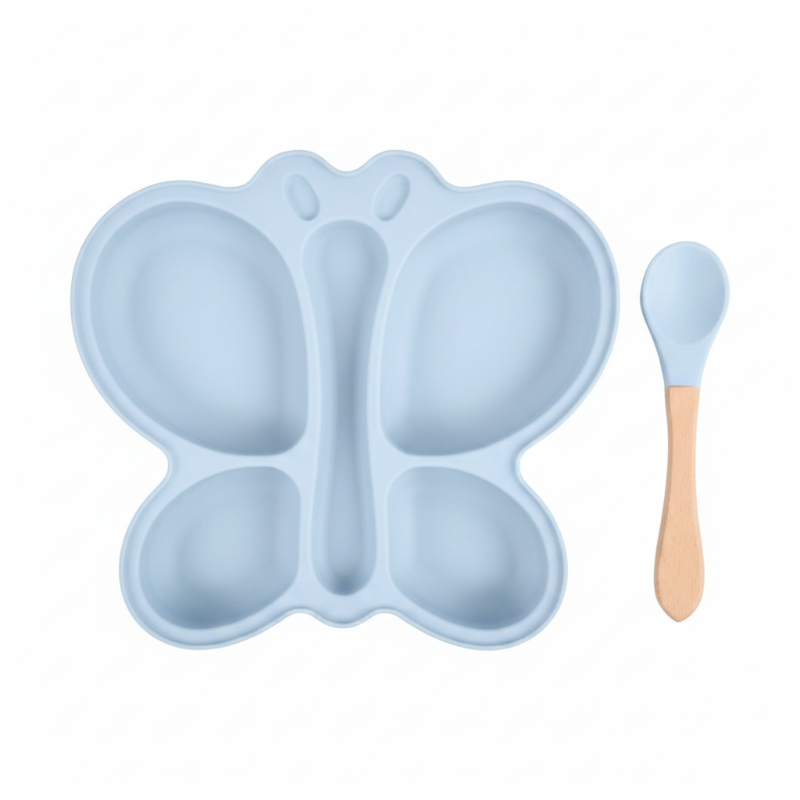 Assiette papillon bleu ciel