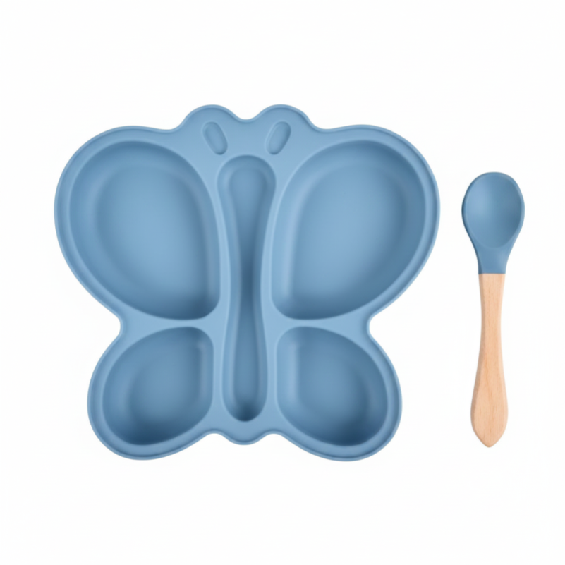 Assiette papillon bleu foncé