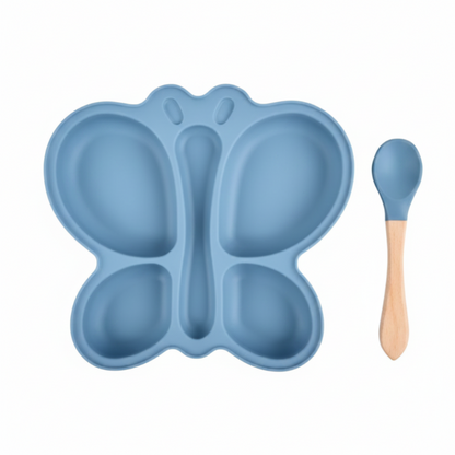 Assiette papillon bleu foncé