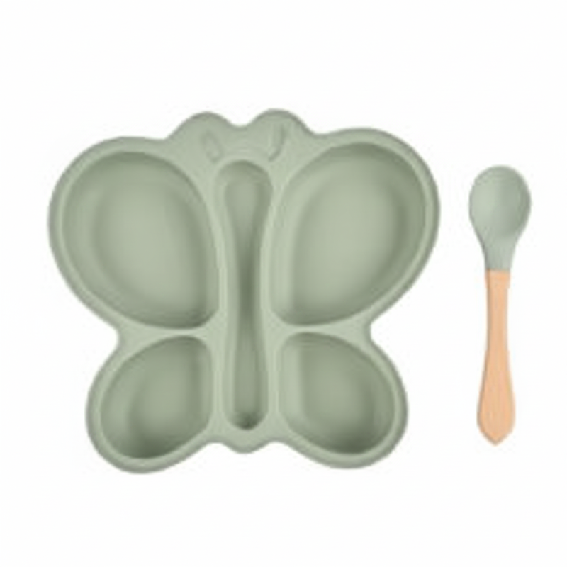 Assiette papillon vert