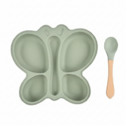 Assiette papillon vert