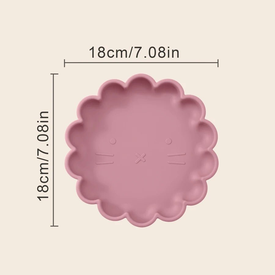 Assiette bébé ventouse | Motif tête de Lion en Silicone - Randonnée avec bébé