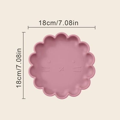 Assiette bébé ventouse | Motif tête de Lion en Silicone - Randonnée avec bébé