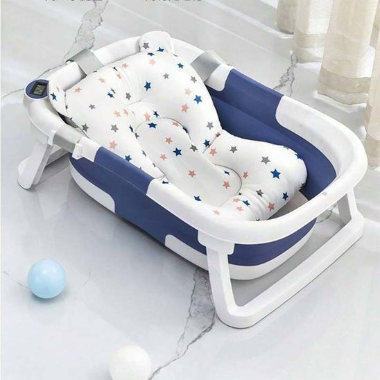 Baignoire bébé | Pliable, Matelas et Thermomètre Intégré - Randonnée avec bébé