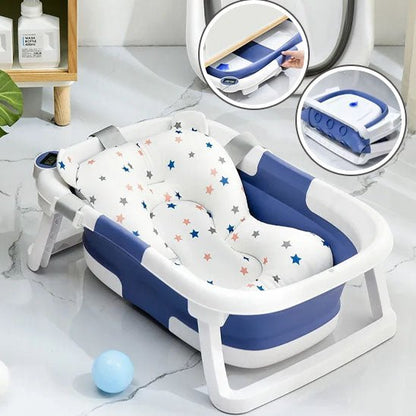 Baignoire bébé | Pliable, Matelas et Thermomètre Intégré - Randonnée avec bébé