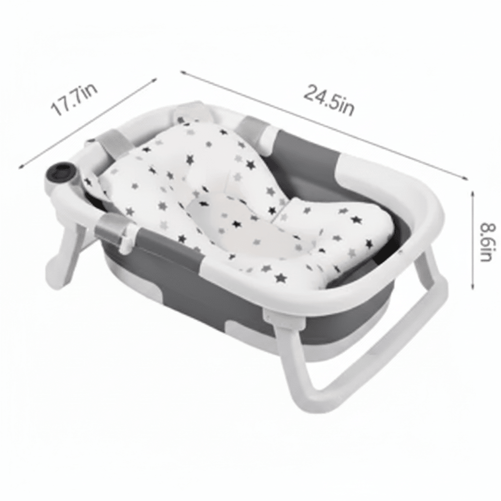 Baignoire bébé | Pliable, Matelas et Thermomètre Intégré - Randonnée avec bébé
