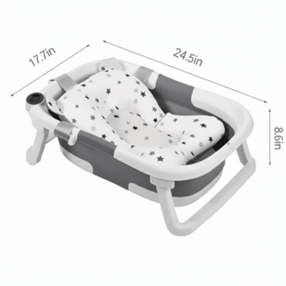 Baignoire bébé | Pliable, Matelas et Thermomètre Intégré - Randonnée avec bébé