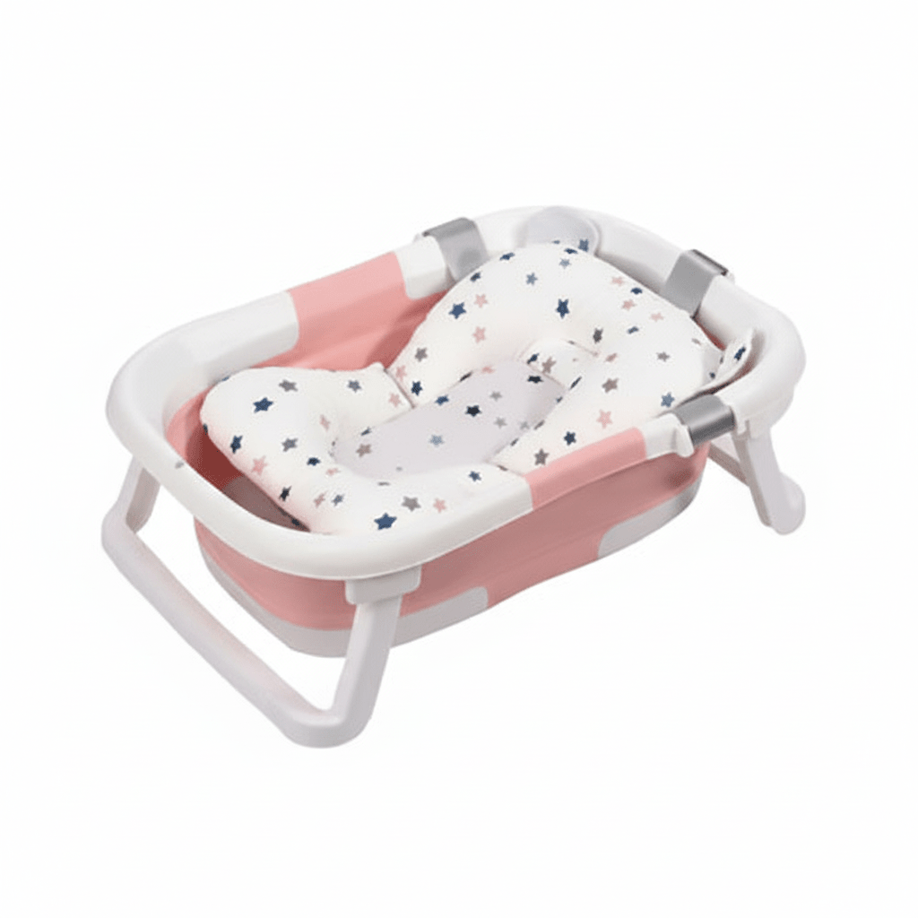 Baignoire bébé | Pliable, Matelas et Thermomètre Intégré - Randonnée avec bébé