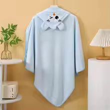 Cape de bain hibou bleu
