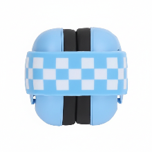 Casque anti-bruit bleu à carreaux