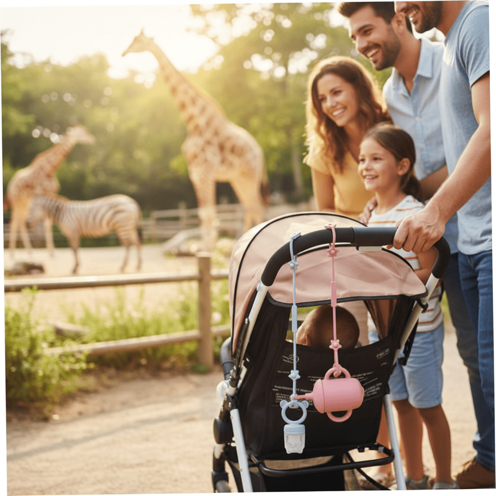 Attache tetine | Silicone Polyvalent - Randonnée avec bébé