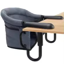 Chaise haute de voyage pliante gris support sur table