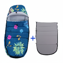 Chancelière bleu au motif fleur avec la doublure 