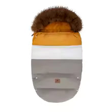 Chancelière poussette jaune blanc gris