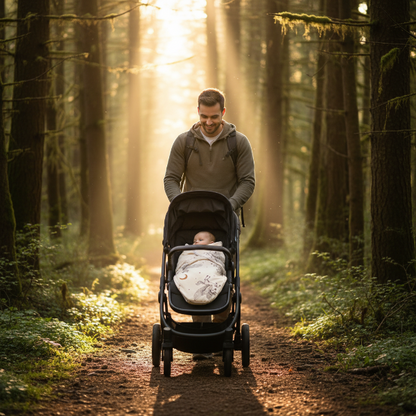 Couverture emmaillotage Pégase lunes - lifestyle forêt