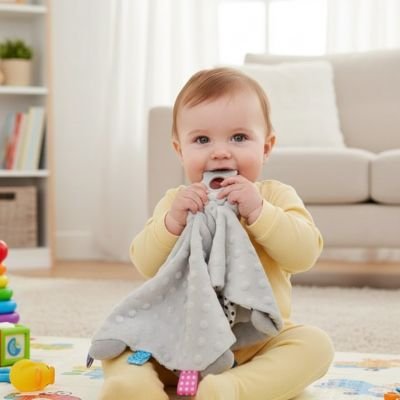 Doudou bebe elephant gris reconfortant