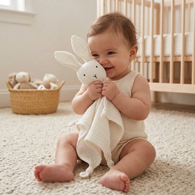 Doudou lapin blanc bebe câlin