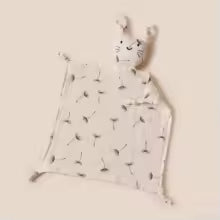 Doudou mousseline bebe lapin motif pissenlit