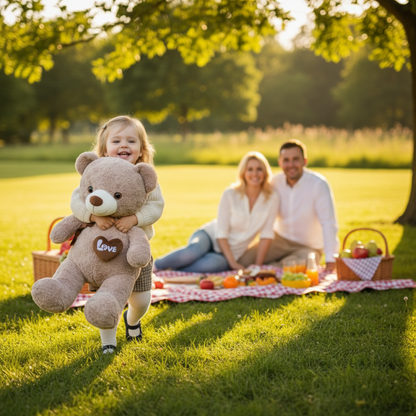 Petite fille court lors du pique-nique en famille