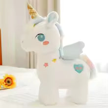 Peluche Licorne blanche avec partie bleu pâle