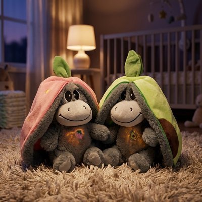 Peluche | Âne Respirant Lumineux Apaisant - Randonnée avec bébé