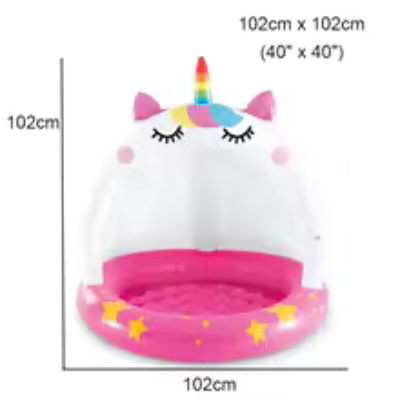 Piscine gonflable  licorne avec auvent mesure 