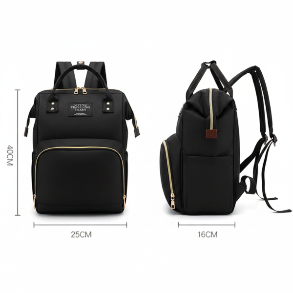 Mesure du sac à dos à langer noir