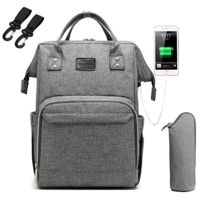 Sac à langer Connecté et Anti-vol gris