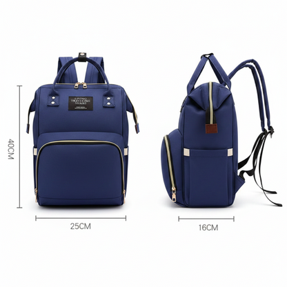 Sac à dos à langer mesure de face et de coté