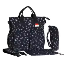 Sac à langer au motif floral sur fond Noir