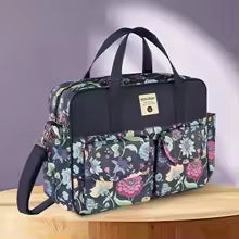 sac à langer motif de fleurs mauve