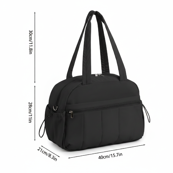 Sac à langer noir avec mesures