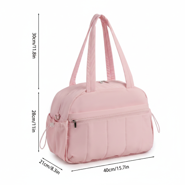 Sac à langer rose poudré avec mesures