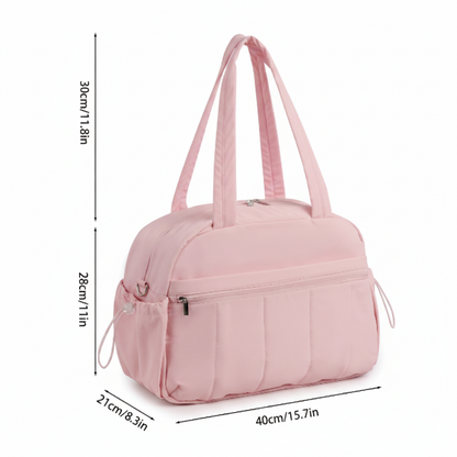 Sac à langer rose poudré avec mesures
