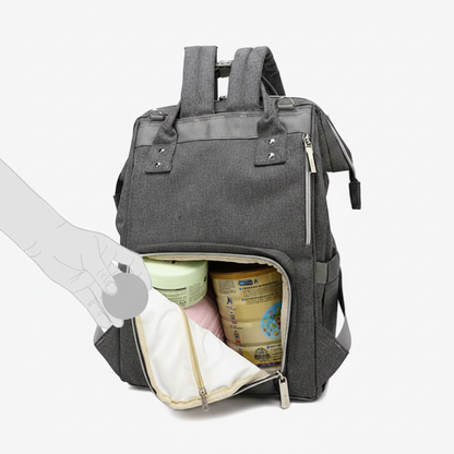Vue du sac de l'ouverture derrière et le zipper en haut de la poche secrète