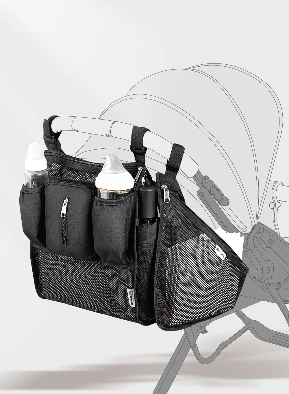 Organisateur de poussette | 7 poches, imperméable