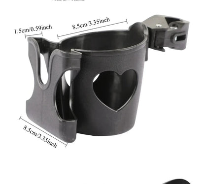 Support pour poussette biberon ou tasse avec emplacement pour cellulaire avec un motif de coeur mesure