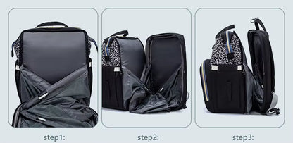 Étape de dépliage du sac à langer lit  en lit