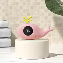 thermometre de bain baleine rose jet