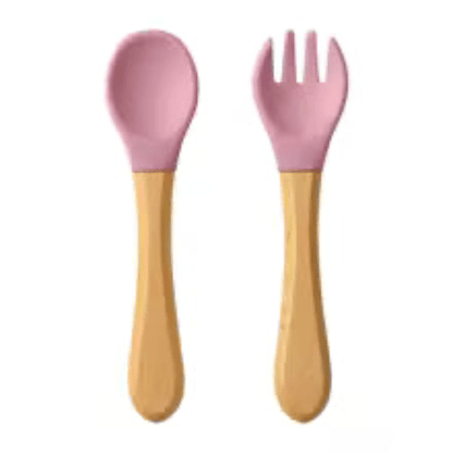 Couvert pour bébé ustensiles couleur rose poudré