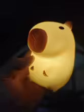 Veilleuse Capybara nuit dans une main adulte